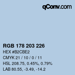 カラーコード: RGB 178 203 226 | qconv.com