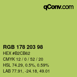 颜色代码: RGB 178 203 98 | qconv.com