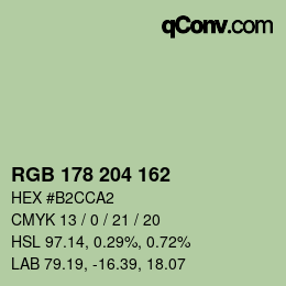 Color code: RGB 178 204 162 | qconv.com
