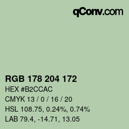 Color code: RGB 178 204 172 | qconv.com