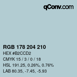 Color code: RGB 178 204 210 | qconv.com