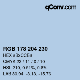 Código de color: RGB 178 204 230 | qconv.com