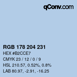 颜色代码: RGB 178 204 231 | qconv.com