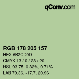 カラーコード: RGB 178 205 157 | qconv.com