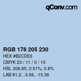 颜色代码: RGB 178 205 230 | qconv.com
