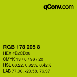 Color code: RGB 178 205 8 | qconv.com
