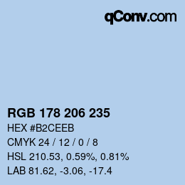 颜色代码: RGB 178 206 235 | qconv.com