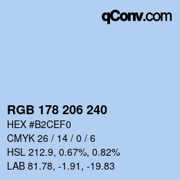 Color code: RGB 178 206 240 | qconv.com