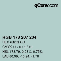 Color code: RGB 178 207 204 | qconv.com