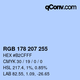 Color code: RGB 178 207 255 | qconv.com