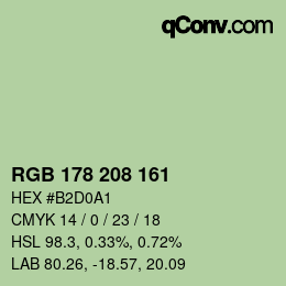 Color code: RGB 178 208 161 | qconv.com