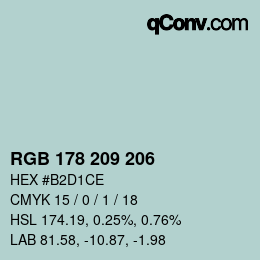 颜色代码: RGB 178 209 206 | qconv.com