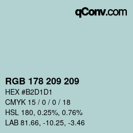 Color code: RGB 178 209 209 | qconv.com