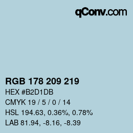 Color code: RGB 178 209 219 | qconv.com