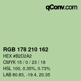 Color code: RGB 178 210 162 | qconv.com