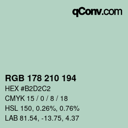 Color code: RGB 178 210 194 | qconv.com