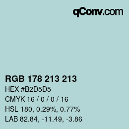Color code: RGB 178 213 213 | qconv.com