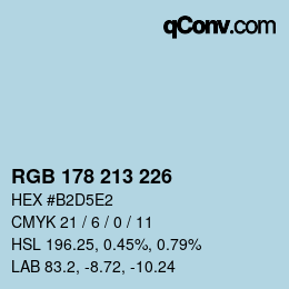 颜色代码: RGB 178 213 226 | qconv.com