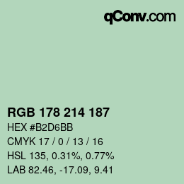 カラーコード: RGB 178 214 187 | qconv.com