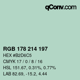 Color code: RGB 178 214 197 | qconv.com