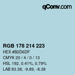 Color code: RGB 178 214 223 | qconv.com