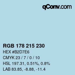 Código de color: RGB 178 215 230 | qconv.com