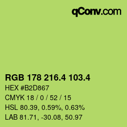 カラーコード: RGB 178 216.4 103.4 | qconv.com