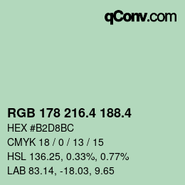 カラーコード: RGB 178 216.4 188.4 | qconv.com