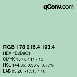 カラーコード: RGB 178 216.4 193.4 | qconv.com