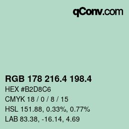 カラーコード: RGB 178 216.4 198.4 | qconv.com