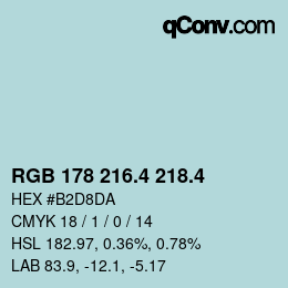 カラーコード: RGB 178 216.4 218.4 | qconv.com