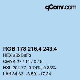 カラーコード: RGB 178 216.4 243.4 | qconv.com