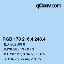 カラーコード: RGB 178 216.4 248.4 | qconv.com