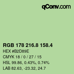 カラーコード: RGB 178 216.8 158.4 | qconv.com
