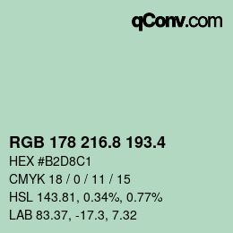 カラーコード: RGB 178 216.8 193.4 | qconv.com