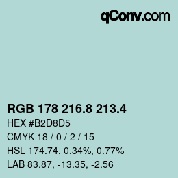 カラーコード: RGB 178 216.8 213.4 | qconv.com