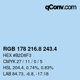 カラーコード: RGB 178 216.8 243.4 | qconv.com