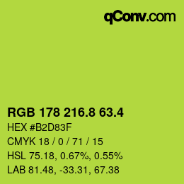 カラーコード: RGB 178 216.8 63.4 | qconv.com