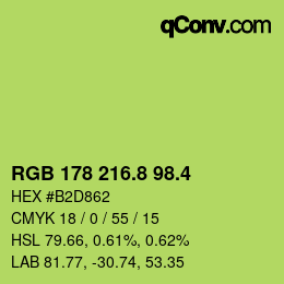 カラーコード: RGB 178 216.8 98.4 | qconv.com