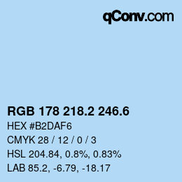 カラーコード: RGB 178 218.2 246.6 | qconv.com