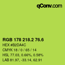 カラーコード: RGB 178 218.2 76.6 | qconv.com