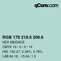 カラーコード: RGB 178 218.6 206.6 | qconv.com