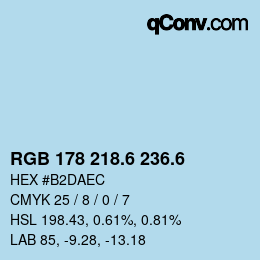 カラーコード: RGB 178 218.6 236.6 | qconv.com