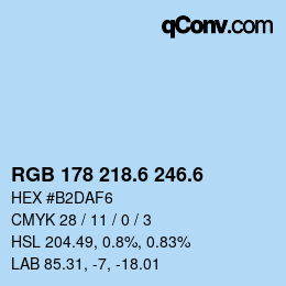 カラーコード: RGB 178 218.6 246.6 | qconv.com