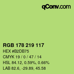 Color code: RGB 178 219 117 | qconv.com