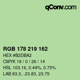 カラーコード: RGB 178 219 162 | qconv.com