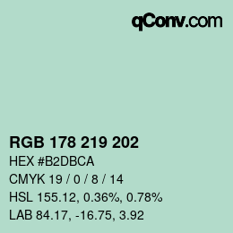 Color code: RGB 178 219 202 | qconv.com