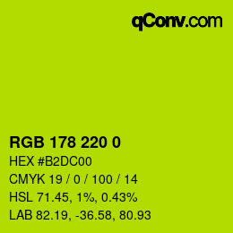 Color code: RGB 178 220 0 | qconv.com