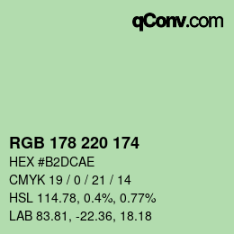 Código de color: RGB 178 220 174 | qconv.com