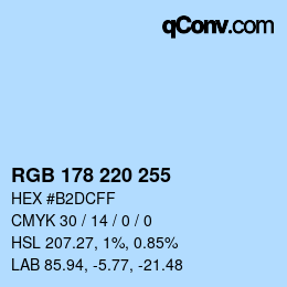 Color code: RGB 178 220 255 | qconv.com